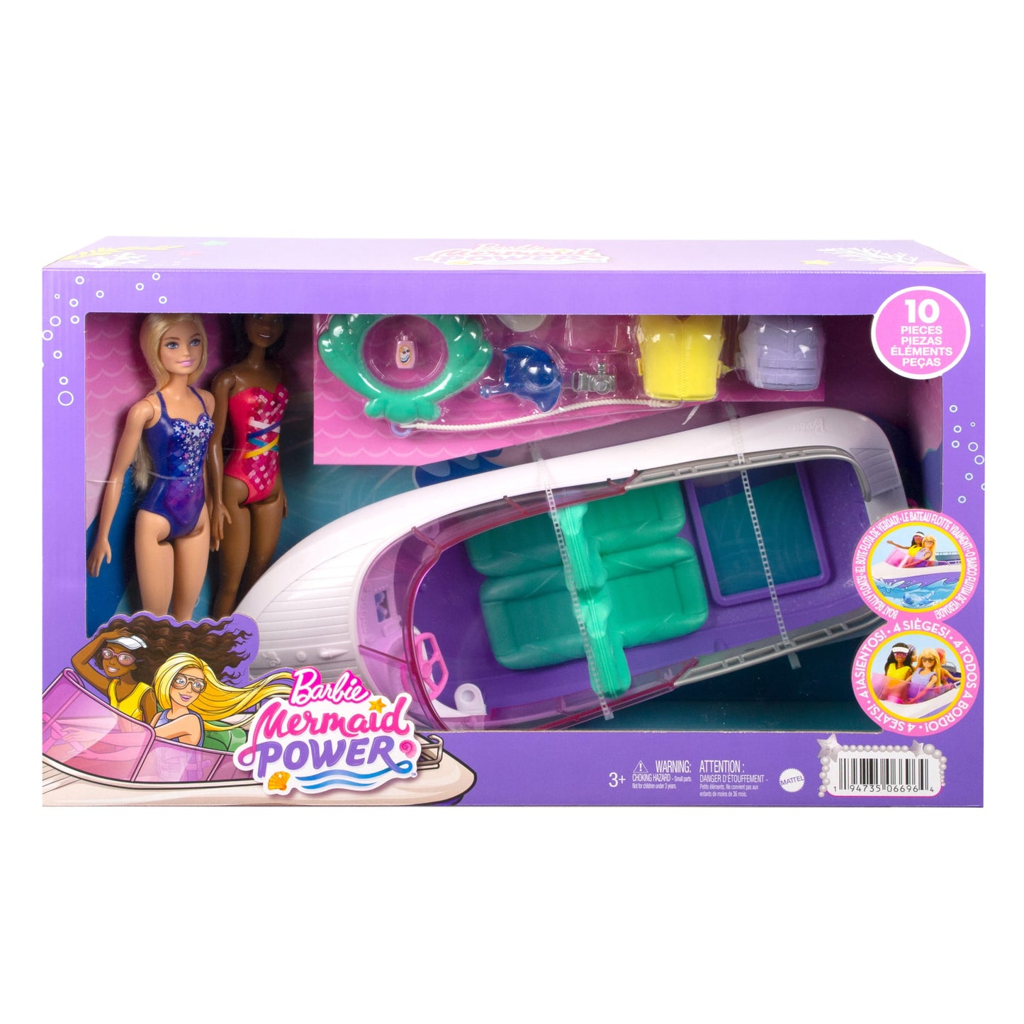 Barbie Mermaid Power ? Coffret de Jeu Avec Poup¨¦es et Bateau