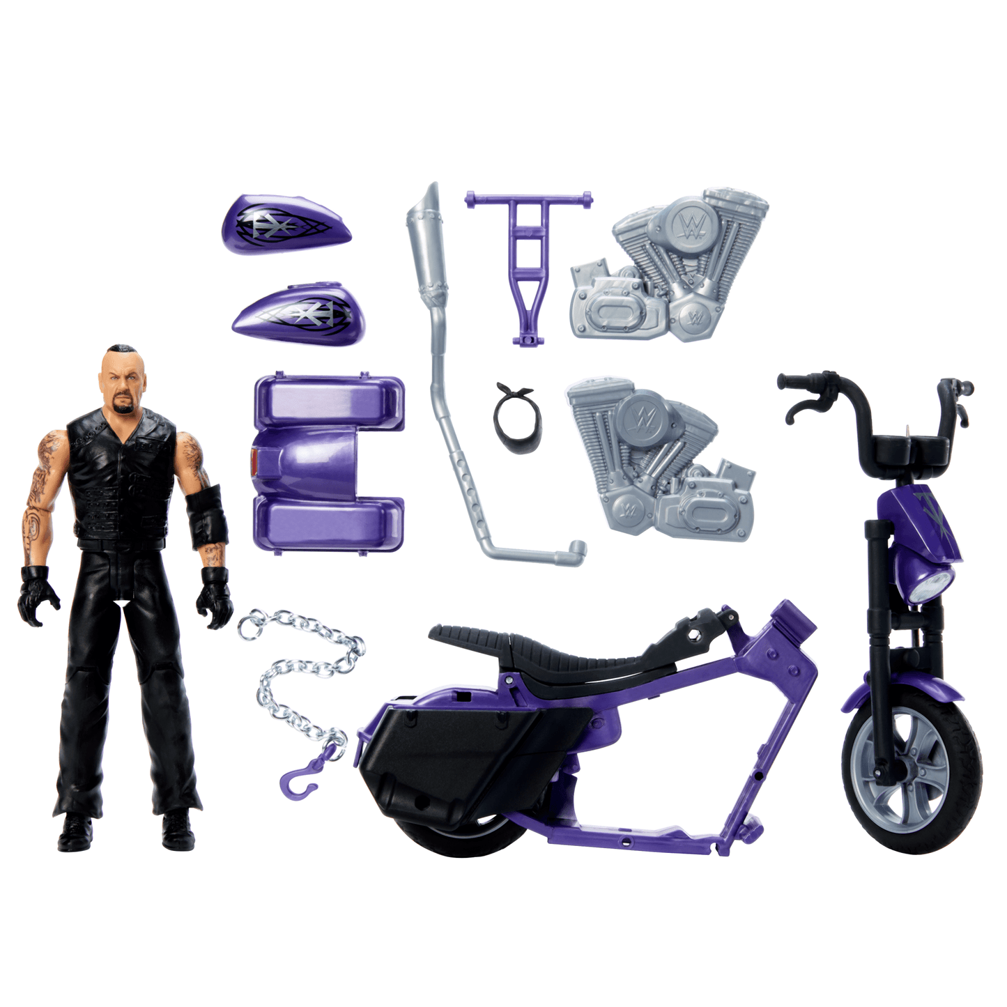 WWE Wrekkin¡¯ Slamcycle Vehicle & Undertaker Action Figure, Toy Morotcycle With Breakaway Parts