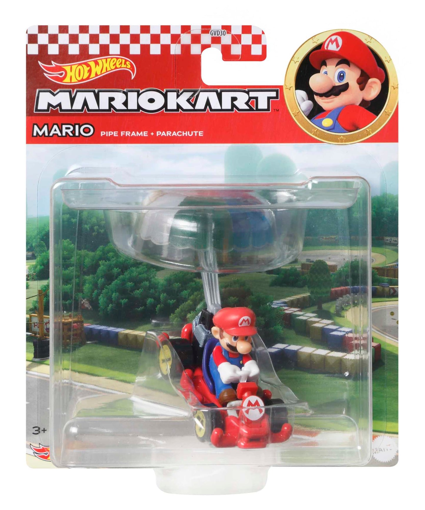 Hot Wheels Mario Kart Veh¨ªculo de Juguete Mario Pipe Frame con Paraca¨ªdas